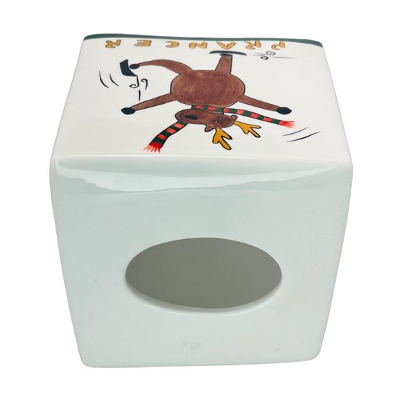 Vintage Certified International Ceramic "Prancer & Dasher" Tissue Box Cover - Picture 3 of 9